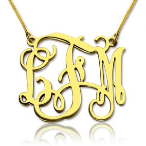 Custom Monogram Necklace 18K Gold Plated