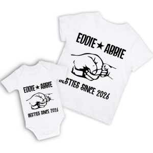 Customized Name Fist to Fist Parent-child Shirt, Dad & Baby Matching Shirt, Cotton Shirt/Baby Bodysuit, Our First Father's Day Shirt for Dad
