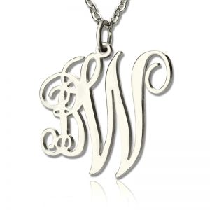 Personalized 2 Initial Monogram Necklace Sterling Silver