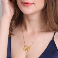 Custom Monogram Necklace 18K Gold Plated