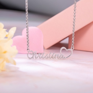 Personalized Name Necklace With Heart In Steel