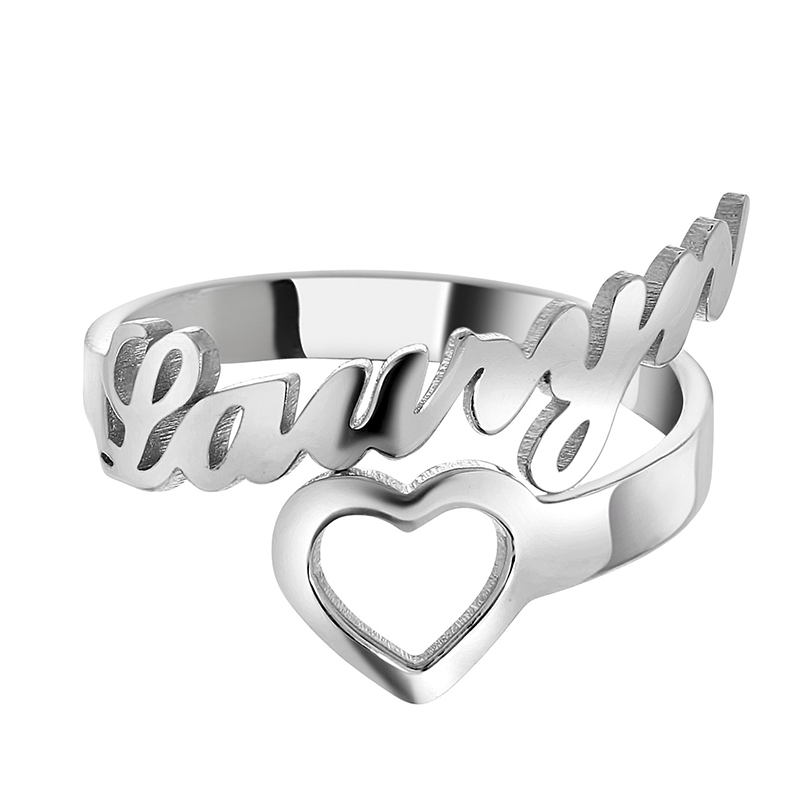 Personalized Name Ring with Heart Custom Ring with Love