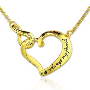 Infinity Love Heart Necklace With Birthstones Gold Plated