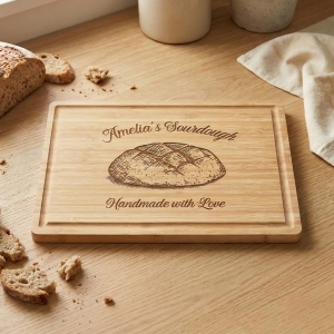 Personalized Name Sourdough Cutting Board, Custom Engraved Bamboo Charcuterie Board, Kitchen Accessory, Housewarming Gift for Bakers/Hostess