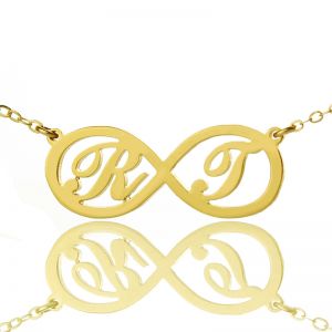 Infinity Necklaces with Two Initial Gold Plated 925 Silver