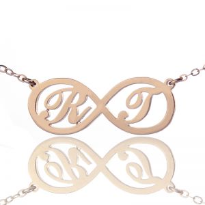 Infinity Necklaces with Two Initial Rose Gold Plated 925 Silver