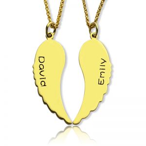 Matching Angel Wings Necklaces Set for Couple Silver