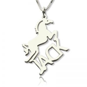 Personalized Horse Name Necklace for Kids Silver