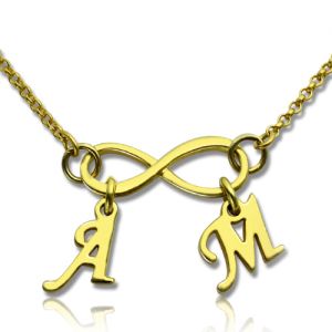 Infinity Pendant Double Initial 18K Gold Plated
