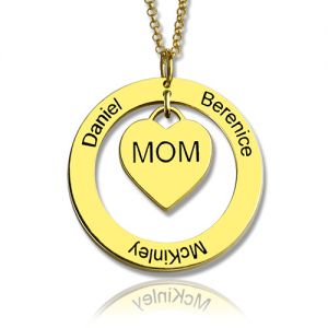 Family Names Necklace For Mom Gold Plating