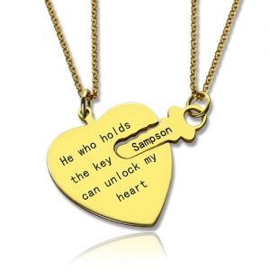 He Who Holds the Key Couple Necklace Set 18k Gold Plated