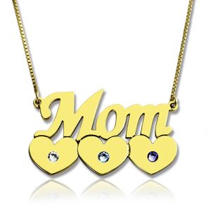 Moms Necklace With Children Birthstone In Gold