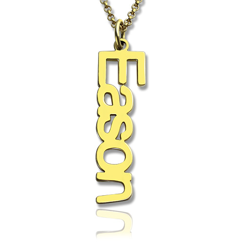 Custom Vertical Name Necklace in Gold