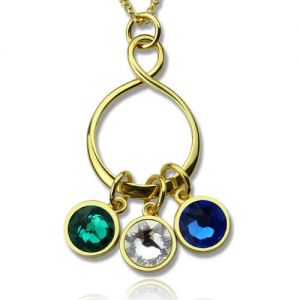 Personalized Family Infinity Necklace with Birthstones 18K Gold Plate