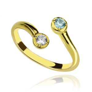 Dual Drops Birthstone Ring 18K Gold Plated