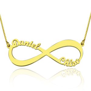 18k Gold Plated Infinity Necklace Double Names