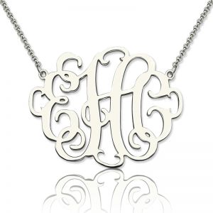 Personalized Stylish Monogram Necklace In Sterling Silver