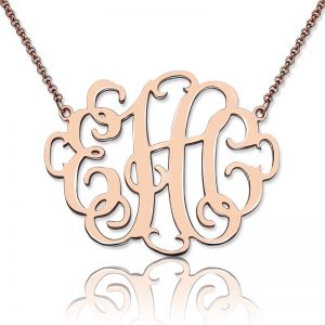 Personalized Stylish Monogram Necklace In Rose Gold