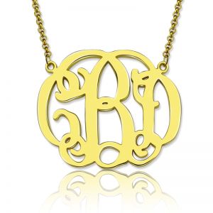 Personalized Celebrity Monogram Necklace 18K Gold Plated