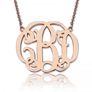 Personalized Celebrity Monogram Necklace In Rose Gold