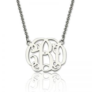 Personalized Small Celebrity Monogram Necklace In Sterling Silver