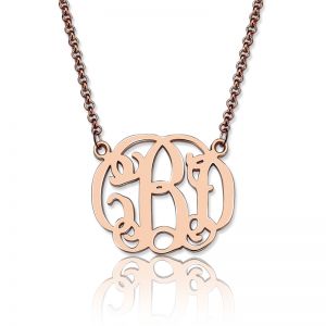 Personalized Small Celebrity Monogram Necklace In Rose Gold