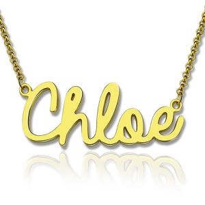 Personalized Cursive Style Name Necklace 18K Gold Plated