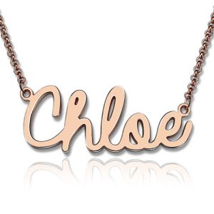 Personalized Cursive Style Name Necklace In Rose Gold