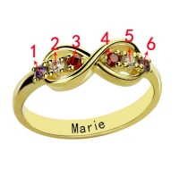 18K Gold Plated Infinity Promise Rings with Birthstone