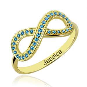 Full Birthstone Infinity Promise Ring Gift 18K Gold Plated