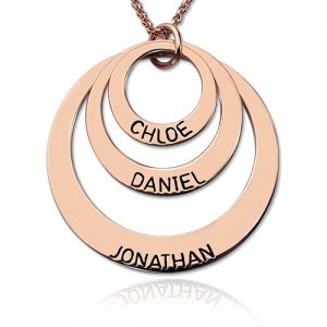 Engraved 3 Disc Kids Name Necklace for Mother in Rose Gold