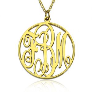 18K Gold Plated Circle Initial Monogram Necklace