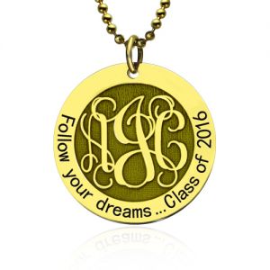 Follow Your Heart Monogram Necklace Graduation Necklace In Gold