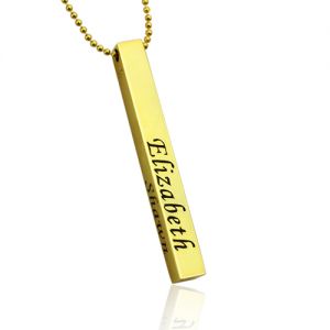 Men's Four Side Bar Necklace 18K Gold Plated Silver