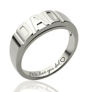 Personalized Men's DAD Ring Platinum Plated Silver
