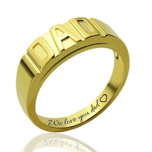 Personalized Men's DAD Ring Gold Plated Silver