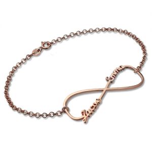 Infinity Double Name Bracelet In Rose Gold