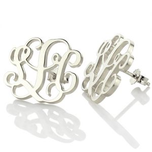 Monogram Stud Earring In Sterling Silver