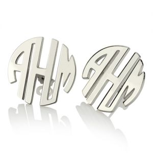 Custom Block Monogram Stud Earrings Sterling Silver