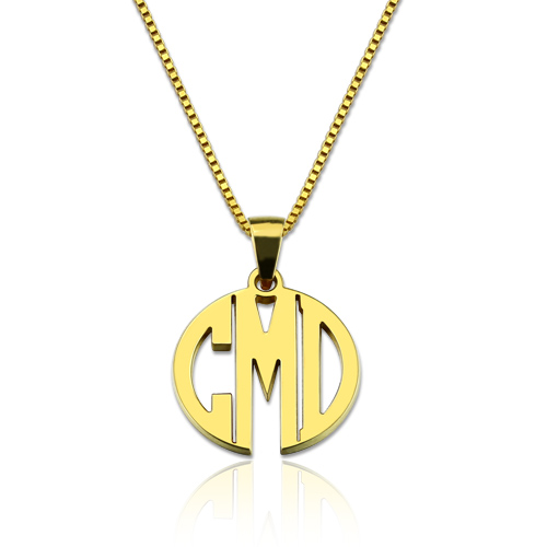Custom XS Block Monogram Necklace Gold Plated Silver