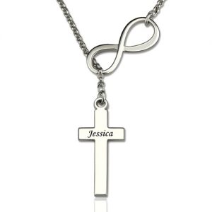 Classy Infinity Cross Name Necklace Sterling Silver