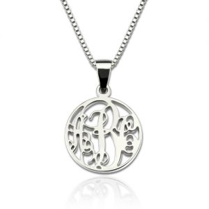 Box Chain XS Circle Monogram Necklace Sterling Silver