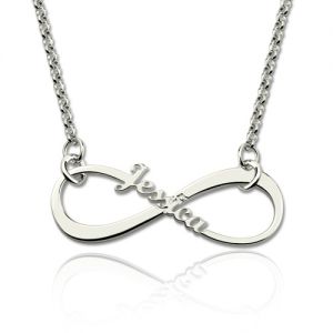 Delicate Single Name Infinity Necklace Sterling Silver