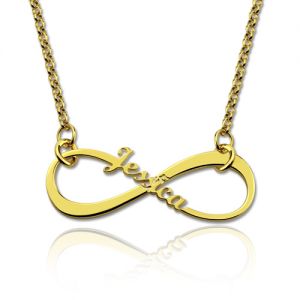 Personalized Single Name Infinity Necklace Gold Plated Silver