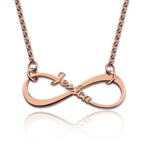 Personalized Single Name Infinity Necklace In Rose Gold