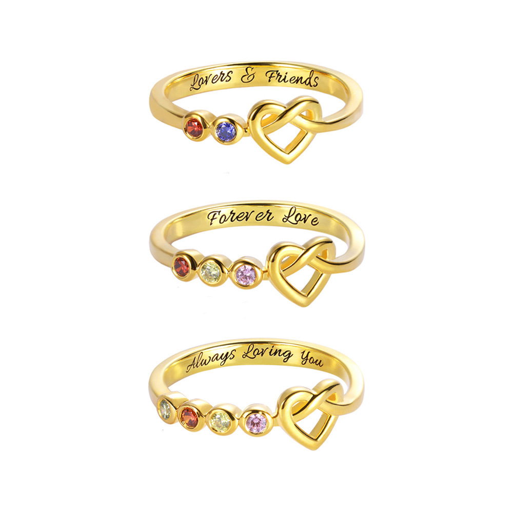 Personalized Birthstone Heart Ring in Gold