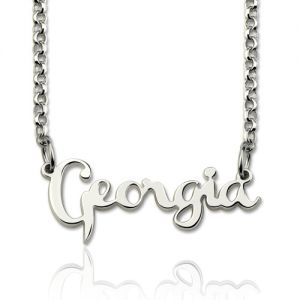 Personalized Cursive Style Name Necklace Sterling Silver