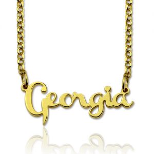Personalized Cursive Style Name Necklace Gold Plated Silver