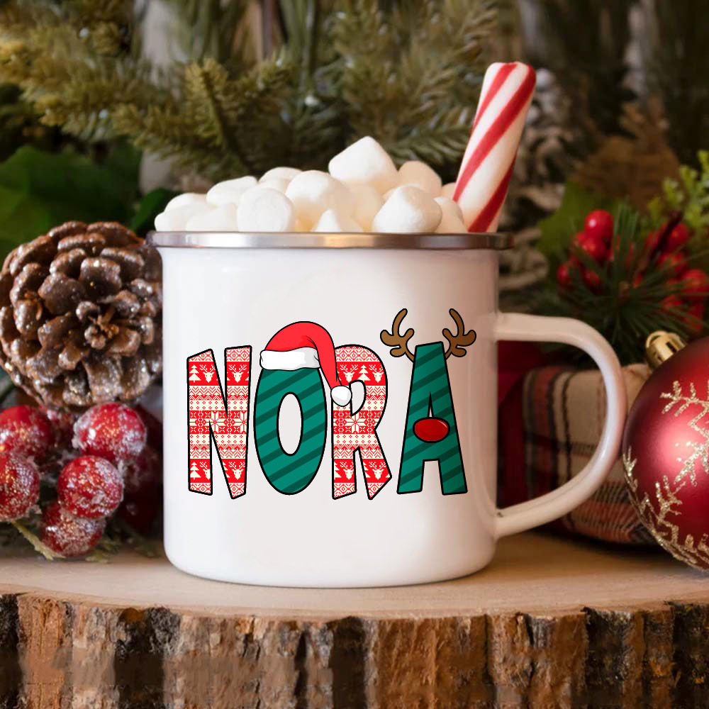 Personalized Enamel Christmas Mug Hot Chocolate Name Mug Gift for Kids cup