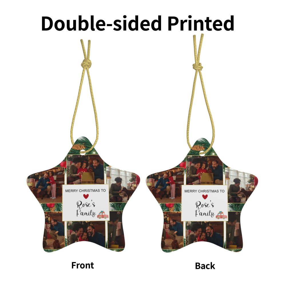 Personalized Star-shaped Christmas Photo Ceramic Ornament